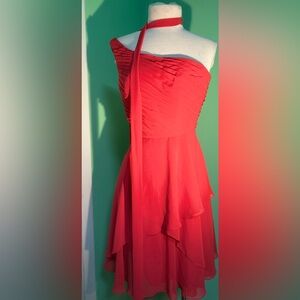 Mori Lee Vibrant Red One-Shoulder Dress